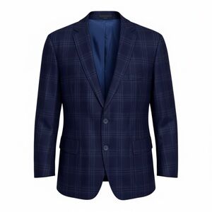 PAUL BETENLY Bella Plaid WOOL Luxury Designer Blue Blazer Jacket Mens 46S / XL